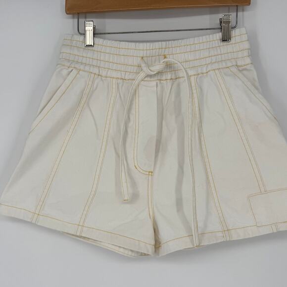 3.1 Phillip Lim Shorts White Denim Boxer Shorts Yellow Stitching Size Small S - Picture 2 of 7